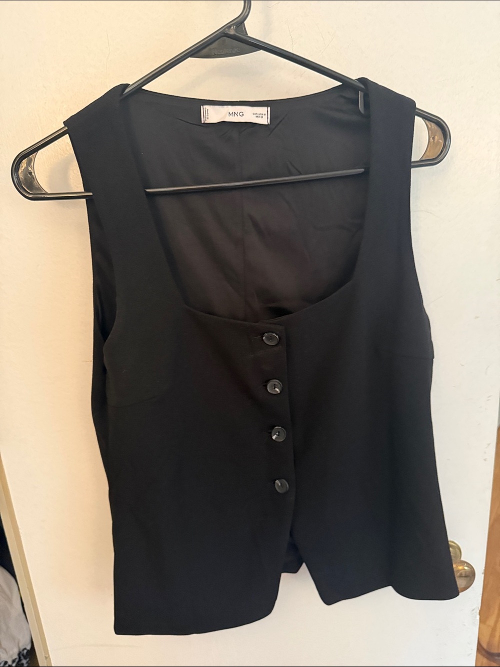 Mango Black Button-Front Sleeveless Blouse